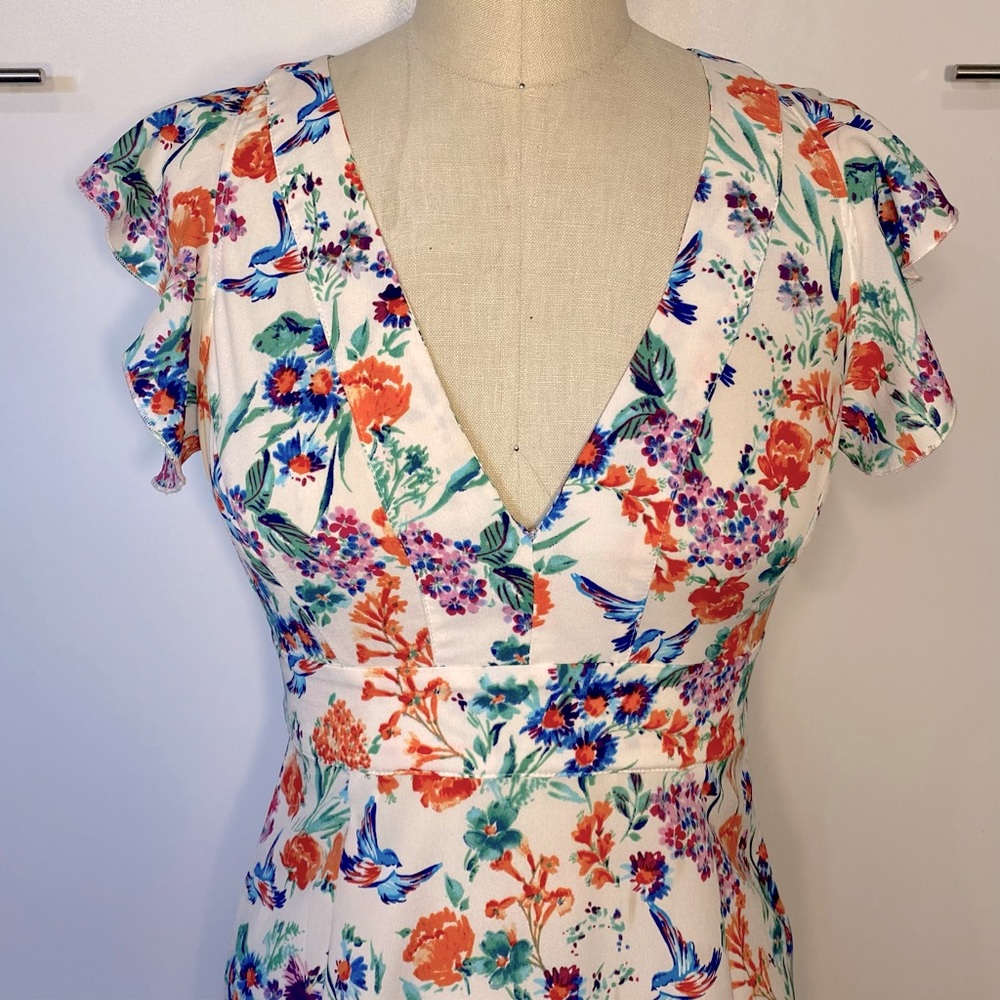 Ark & Co Flower and Bird Print Maxi Dress - size S